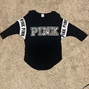 Victoria’s Secret PINK half sleeved shirt with silver sequins size small
